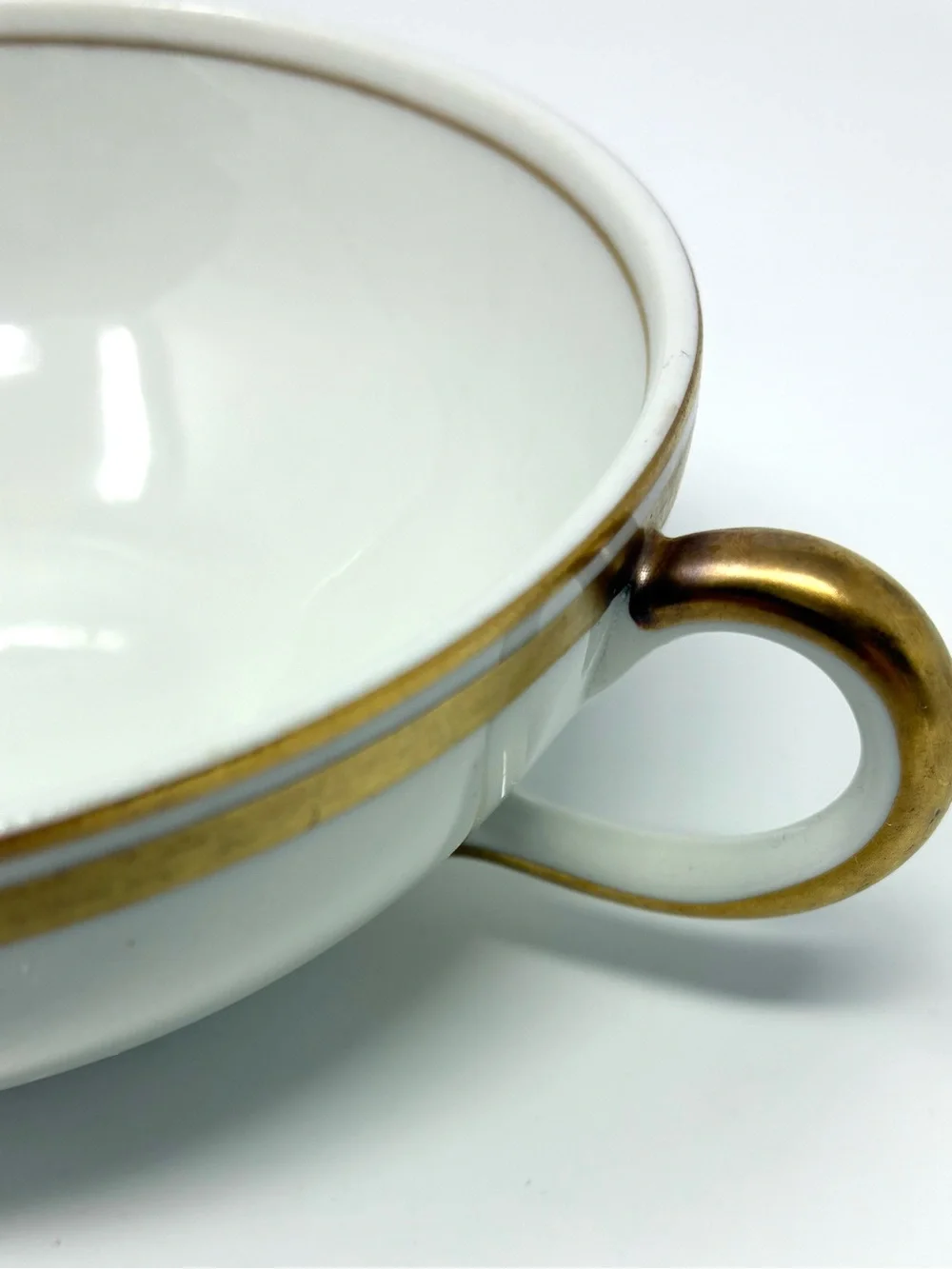 O.P. CO Syracuse China OLD COLONY CREAM Soup BOWL Cup Wide Gold Rim Vtg Set of 5